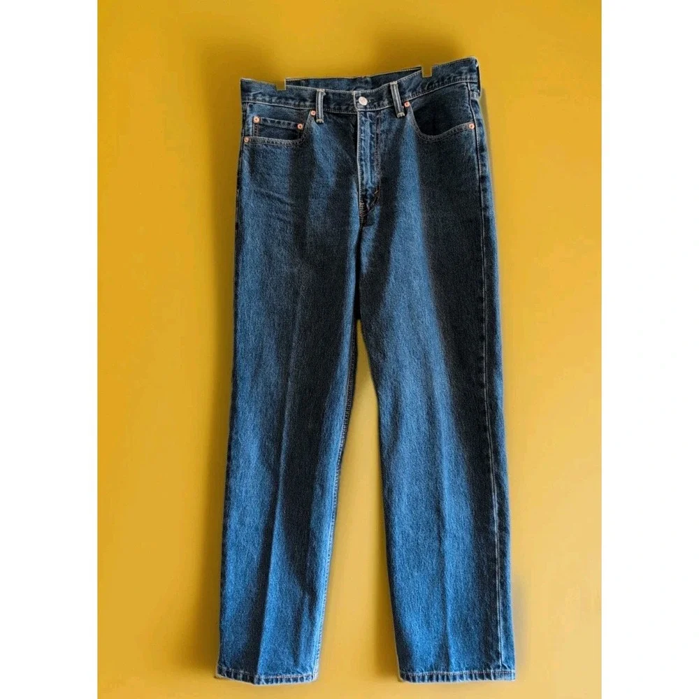 Levis 550 Jeans Mens 34x32 Blue Relaxed  Fit Tapered Red Tab Med Wash Cotton EUC
